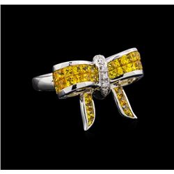 1.92 ctw Yellow Sapphire and Diamond Ring - 18KT White Gold