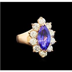 14KT Rose Gold 3.48 ctw Tanzanite and Diamond Ring