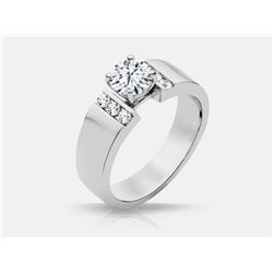 Cubic Zirconia and Diamond Ring - 14KT White Gold