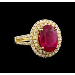 14KT Yellow Gold 4.25 ctw Ruby and Diamond Ring