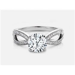 Cubic Zirconia and Diamond Ring - 14KT White Gold