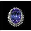 Image 2 : 13.95 ctw Tanzanite and Diamond Ring - 14KT White Gold