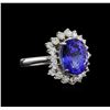 Image 1 : 14KT White Gold 3.88 ctw Tanzanite and Diamond Ring