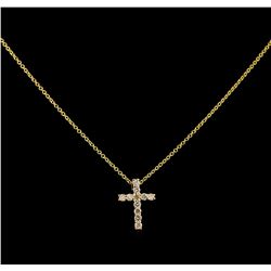 0.31 ctw Diamond Cross Pendant With Chain - 14KT Yellow Gold