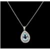 Image 1 : 3.7 ctw Aquamarine and Diamond Pendant With Chain - 14KT White Gold