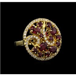 14KT Yellow Gold 1.80 ctw Ruby and Diamond Ring