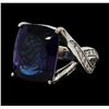 Image 1 : 21.63 ctw Tanzanite and Diamond Ring - 14KT White Gold