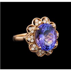 14KT Rose Gold 8.58 ctw Tanzanite and Diamond Ring