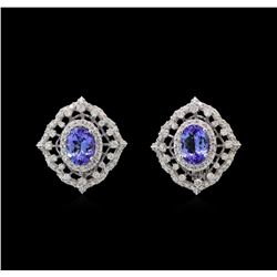 14KT White Gold 2.46 ctw Tanzanite and Diamond Earrings