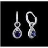 Image 2 : 1.88 ctw Blue Sapphire and Diamond Earrings - 14KT White Gold