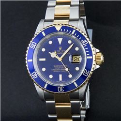 Rolex Two Tone Blue Submariner Men's Watch