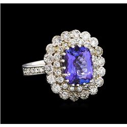 14KT White Gold 3.35 ctw Tanzanite and Diamond Ring