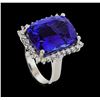 Image 4 : GIA Cert 15.89 ctw Diamond and Tanzanite Ring - 14KT White Gold