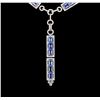 Image 2 : 10.66 ctw Sapphire and Diamond Necklace - 18KT White Gold