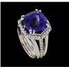 Image 4 : GIA Cert 8.89 ctw Tanzanite and Diamond Ring - 14KT White Gold