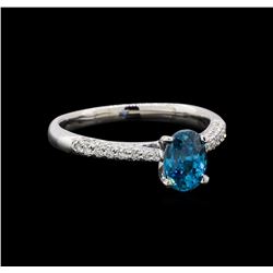 1.22 ctw Blue Zircon and Diamond Ring - 18KT White Gold