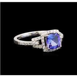 14KT White Gold 1.34 ctw Tanzanite and Diamond Ring