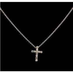 0.31 ctw Diamond Cross Pendant With Chain - 14KT White Gold