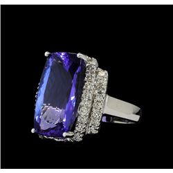 11.78 ctw Tanzanite and Diamond Ring - 14KT White Gold