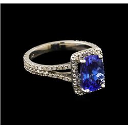 2.36 ctw Tanzanite and Diamond Ring - 14KT White Gold