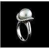 Image 4 : 0.40 ctw Pearl and Diamond Ring - 14KT White Gold