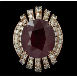 14KT Rose Gold 13.42 Ruby and Diamond Ring