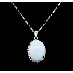 11.23 ctw Opal and Diamond Pendant - 14KT White Gold