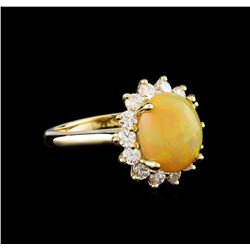 2.74 ctw Opal and Diamond Ring - 14KT Yellow Gold