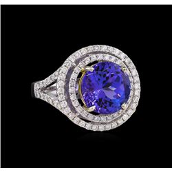 14KT Two-Tone Gold 6.30 ctw Tanzanite and Diamond Ring