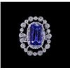 Image 2 : 5.87 ctw Tanzanite and Diamond Ring - 14KT White Gold