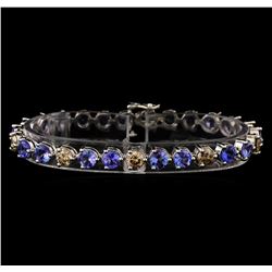 14KT White Gold 9.46 ctw Tanzanite and Diamond Bracelet