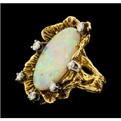 8.75 ctw Opal and Diamond Ring - 14KT Yellow Gold