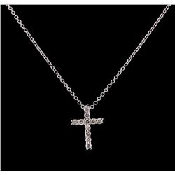 0.30 ctw Diamond Cross Pendant With Chain - 14KT White Gold