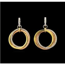 14KT Tri-Color Gold 0.90 ctw Diamond Earrings