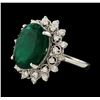 Image 1 : 7.78 ctw Emerald and Diamond Ring - 14KT White Gold