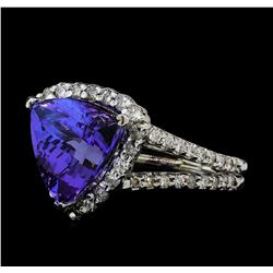 6.10 ctw Tanzanite and Diamond Ring - 14KT White Gold