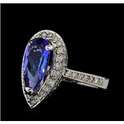 2.19 ctw Tanzanite and Diamond Ring - 14KT White Gold