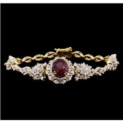 5.04 ctw Ruby and Diamond Bracelet - 14KT Yellow Gold