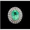 Image 2 : GIA Cert 8.58 ctw Emerald and Diamond Ring - 14KT White Gold