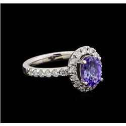 1.56 ctw Tanzanite and Diamond Ring - 14KT White Gold