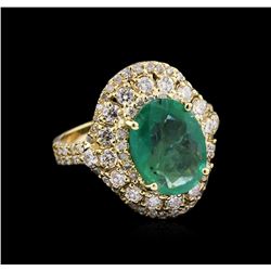 2.78 ctw Emerald and Diamond Ring - 14KT Yellow Gold