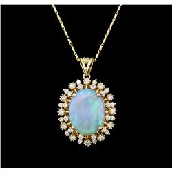 14KT Yellow Gold 5.88 ctw Opal and Diamond Pendant With Chain