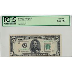 1950-B $5 PCGS Choice New 63PPQ Federal Reserve Note