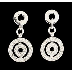 0.80 ctw Diamond Dangle Earrings - 14KT White Gold