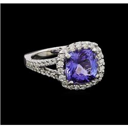 3.65 ctw Tanzanite and Diamond Ring - 14KT White Gold