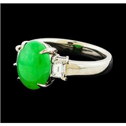 3.44 ctw Jade and Diamond Ring - Platinum