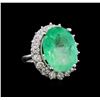 Image 1 : GIA Cert 16.24 ctw Emerald and Diamond Ring - 14KT White Gold
