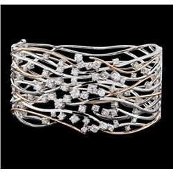 1.45 ctw Diamond Bangle Bracelet - 14KT Rose and White Gold