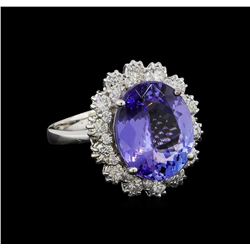 6.28 ctw Tanzanite and Diamond Ring - 14KT White Gold