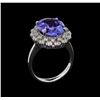Image 4 : 6.28 ctw Tanzanite and Diamond Ring - 14KT White Gold